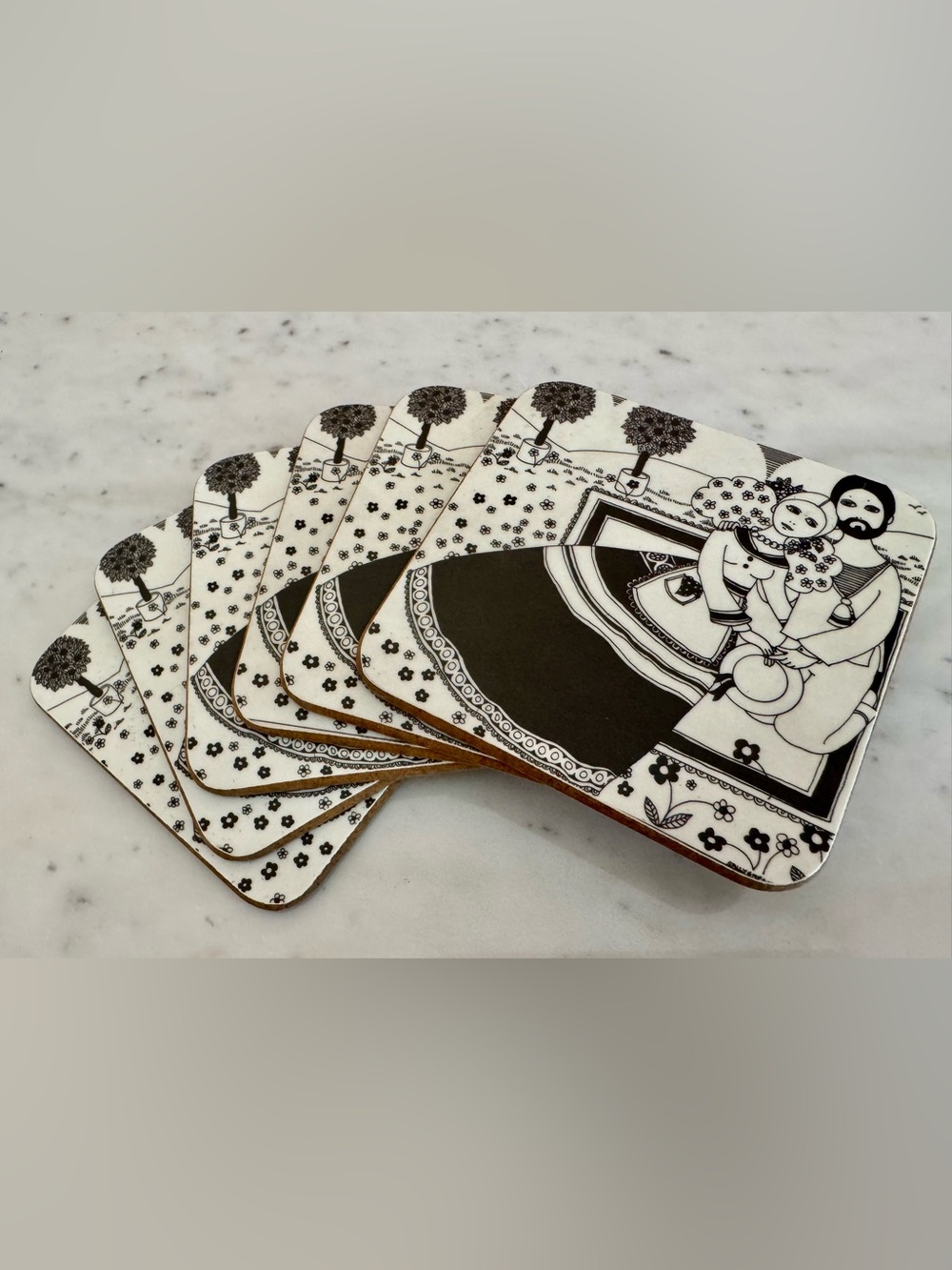 RARE Sally Gregory for Kaleidoscope “Hesper”MCM British Pop Art Coaster Set of 6